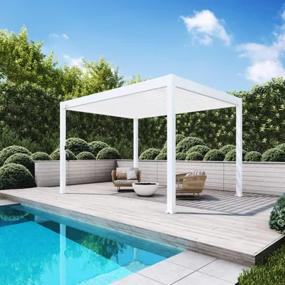 Produktbild von Weide Deluxe Pergola Voll-Aluminium 3x4m mit Lamellendach freistehend weiß