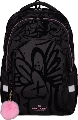 Image de Walker sac d'école sac à dos pour ordinateur portable Fame Ace Backpack 28L Black Graffiti noir