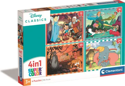 Zdjęcie produktu dla Supercolor 4 w 1 - Disney Classics (4 Puzzle (12-24 Teile))