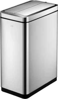 Produktbild von Stilvoller Sensor Abfalleimer aus gebürstetem Edelstahl | 20+20 Liter, HxBxT 66x27x46cm | Silber