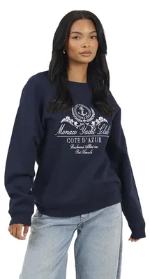 Immagine prodotto di Brave Soul - Felpa da donna "Monaco", scollo rotondo WH160 (L) (blu navy/bianco)