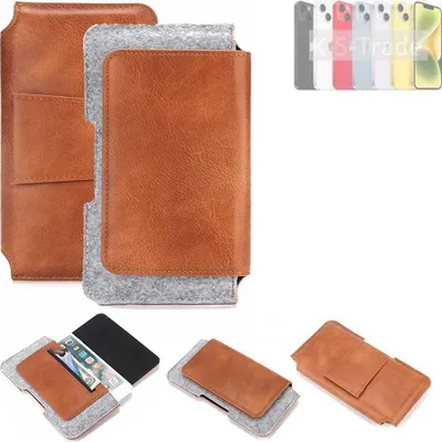 Produktbild von K-S-Trade Handyhülle Schutzhülle kompatibel mit Apple iPhone 15 Plus Gürteltasche Holster Gürtel Tasche Smartphone Tasche Handy Hülle Polyurethan+ Filz,