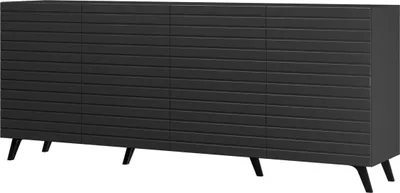 Produktbild von Kommode Diverse DV1 Sideboard 200x82x42 cm Gefräste Front 4 Türen Schwarz/Schwar/Muster 2