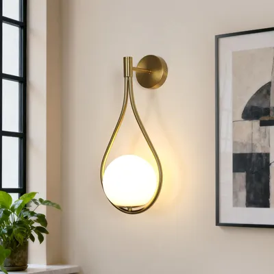 Produktbild von Comely Wandleuchte Innen Glas, Tropfenförmige E27 Wandleuchte Kugel