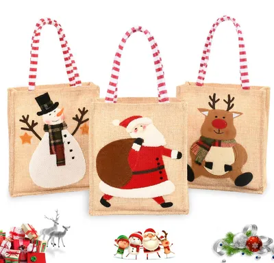 Produktbild von Set von 3 Weihnachtsstofftaschen mit Griffen
