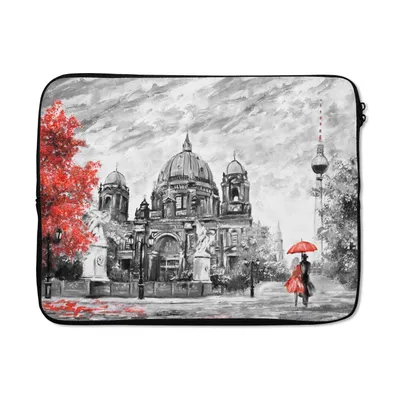 Produktbild von MuchoWow® Laptop Hülle 15 Zoll Malerei - Architektur - Baum - Rot Laptoptasche - Laptoptasche - Sleeve - Rundum-Schutz