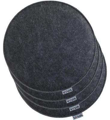 Productafbeelding van Stoelkussen Vilt Zitkussen 35 x 35 x 2 cm - Set van 4 - Rond - Antraciet