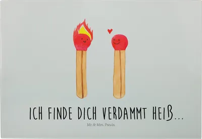 Produktbild von Mr. & Mrs. Panda Schneidebrett Streichhölzer - Grau Pastell - Geschenk, Liebesgeschenk, Liebesbeweis, Glas-Schneidebrett, Vesperplatte, Frühstücksbrett, Freundin