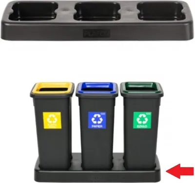 Produktbild von Plafor - Kunststoff-Sortierbehältersockel - 3x20l - Schwarz