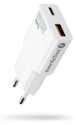 Immagine prodotto di Caricatore di rete everActive GaN SUPER SLIM SC-340Q con presa USB QC3.0 e USB-C PD 20W