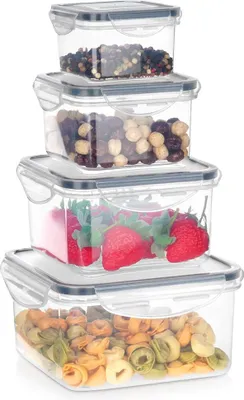 Image de Boîtes de conservation des aliments avec couvercle et joint, lot de 4