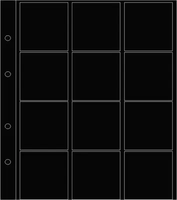 Produktbild von Prophila Collection 10 Münzrähmchen-Hüllen mit je 12 Fächern für Münzrähmchen (50 x 50 mm), mit 10 schwarzen Karton-Zwischenblättern