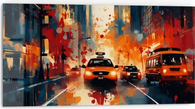 Produktbild von DEQORI Küchenrückwand Glas 80x40 cm 'Metropolenrausch' Spritzschutz Bad Rückwand Küche