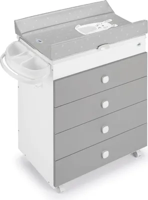 A baby changing table with drawers and a changing mat.