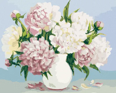 Produktbild von Zuty - Malen nach Zahlen - PFINGSTROSEN IN WEISSER VASE, 40x50 cm, ohne Keilrahmen