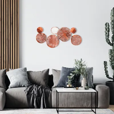 Produktbild von Wallity, Dekorativer Metall-Wandaccessoire, Handbemalt, 79 x 35 cm | 100% Metall (Stärke: 0,8 mm) | Einzigartiges Design, das jedem Raum Stil und Eleganz verleiht.