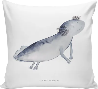 Produktbild von Mr. & Mrs. Panda kissen bedruckt Axolotl Schwimmen - Weiß - Geschenk, Schwanzlurch, Lurch, Dekokissen, Lösungen, 40x40, Sofakissen, Optimistisch, für sofa, Deko