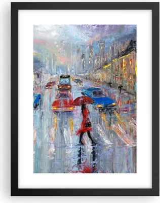 Produktbild von Gerahmtes Poster - Schwarzer Rahmen - Acryl Stadt Regen - 30x40 cm - Wand Bild - Wanddeko - Wandbilder - Kunstposter - Wandposter - Bilderrahmen - Bilder - Kunstdruck - Wandbild - P2BPA30x40-4251