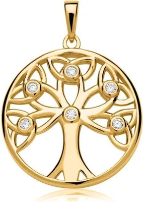 Produktbild von Anhänger Lebensbaum aus 925er Silber, mit Gold vergoldet und rhodiniert