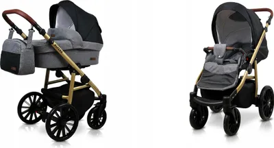 Produktbild von BabyLux® Aspero | 2in1 Kinderwagen Set | Grey Flex Black | Kombikinderwagen | Kinderwagenset | B