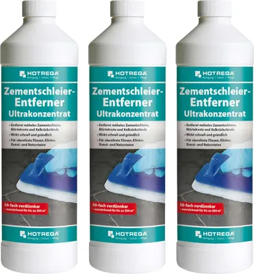 Produktbild von HOTREGA Zementschleier Entferner Ultrakonzentrat 1 L, Reinigungs-Konzentrat, Steinreiniger, saurer Reiniger, Grundreiniger, Fliesenreiniger