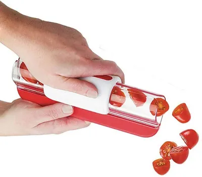 Image de Coupe-légumes et coupe-fruits - Idéal pour couper les tomates cerises et les raisins - Accessoire de cuisine - Vert