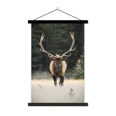 Produktbild von MuchoWow® Textilposter Hirsch - Baum - Geweih 60x90 cm mit schwarzem Rahmen - Poster Wohnzimmer