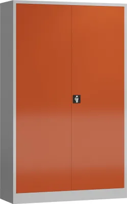 Produktbild von ClassiX Stahlschrank X-530374 feuerrot, lichtgrau 120,0 x 42,0 x 194,5 cm, aufgebaut