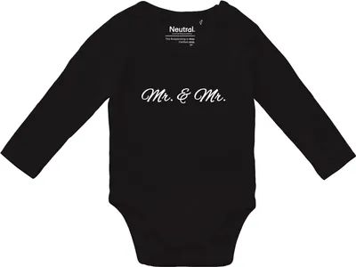 Produktbild von Huuraa Baby Body Mr. & Mr. Schriftzug 80 Black  Baumwolle Fairtrade Langarmbody Geschenkidee