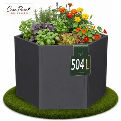 Produktbild von Hochbeet Rosia aus Metall sechseckig verzinkt für Garten Terrasse Balkon – 77 cm Höhe Anthrazit