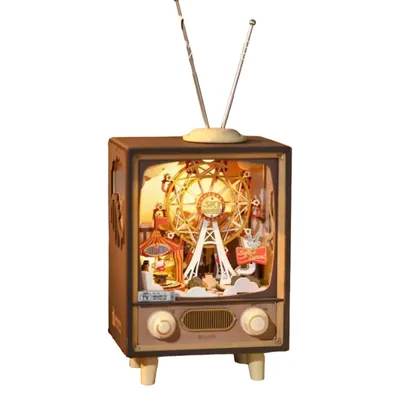 Obrázok produktu pre 3D hudobná skrinka kolotoč so západom slnka, 194 dielikov, drevené puzzle so svetlom a USB, luxusná hudobná dekorácia, darček pre deti a dospelých