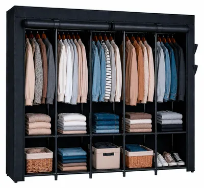 Produktbild von Tragbarer Stoffkleiderschrank von Harbour Housewares – 211 x 45 x 167 cm – Schwarz