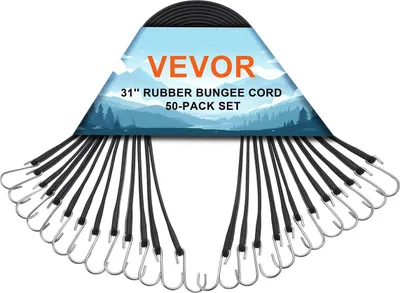Productafbeelding van 50 stuks platte bungeekordenset, 19,8 mm, zware bungeestrippen met S-haak