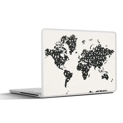 Produktbild von MuchoWow® Laptop Aufkleber Sticker Cover Weltkarte - Zahlen - Schwarz 32.5x23.5 cm - Sticker für Laptop - Selbstklebend