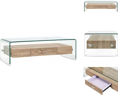 Image de vidaXL Couchtisch Transparent 98×45×31 cm Heart Glass - Couchtisch