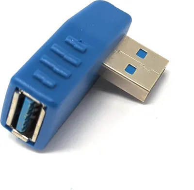 Produktbild von USB 3.0 Adapter Typ A Stecker zu Buchse Winkel Kabel in Blau
