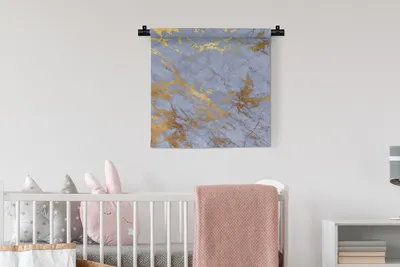 Produktbild von MuchoWow® Wandteppich Wandbehang Marmor - Muster - Blau - Gold 60x60 cm Tapisserie Dekoration Wandtuch - Dekorationen - Wand Decke