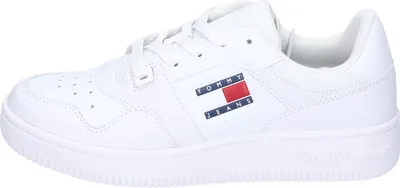 Produktbild von Tommy Hilfiger Białe skórzane trampki damskie z logo - EU39/US9