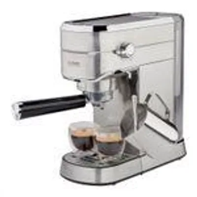 Produktbild von TZS First Austria Espresso Siebträgermaschine elektrisch, mit professionellem Milchschäumer, tauglich für Pads, 1L Wassertank, inkl. 2 doppelwandige Glasbecher, Edelstahl