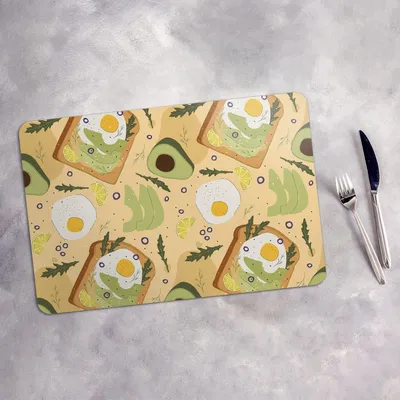 Produktbild von Tischset 4x45x30 cm Platzset Tischmatte Platzmatte Untersetzer - Brot Ei Rucola und Avocado
