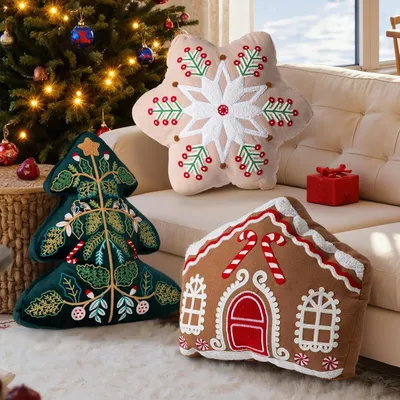 Produktbild von Weihnachtskissen Plüsch Dekokissen Weich 3er Set 40x40 cm