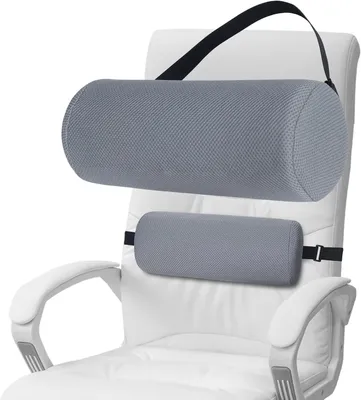 Imagen del producto de Almohadilla ergonómica para la espalda con espuma viscoelástica, soporte lumbar, con funda, ideal para oficina y automóvil