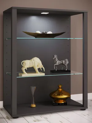 Produktbild von VCM Glasvitrine stehend | Vitrine Glas mit ESG-Sicherheitsglas | Maße ca. H. 90 x B. 70 x T. 35 cm | Standvitrine Glas | Modern und platzsparend | Glas Vitrinenschrank –  Glasol L