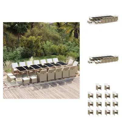 Produktbild von vidaXL 19-tlg. Garten-Essgruppe mit Kissen Poly Rattan Beige -  Gartenmöbel-Sets