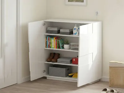 Produktbild von Mehrzweckgarderobe 2-türiger Ddescigli, Multifunktionsschrank, 2-türiger Schrank, 120x44h126 cm, Weiß
