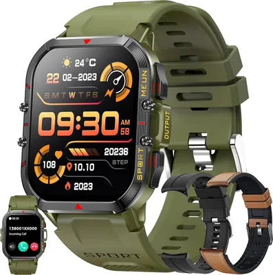 Produktbild von Herren Smartwatch mit Telefonfunktion, 1,81 Zoll Touchscreen  wasserdicht Blutdruckmessgerät, Herzfrequenz, Schrittzähler, 123 Sportmodi iOS Android