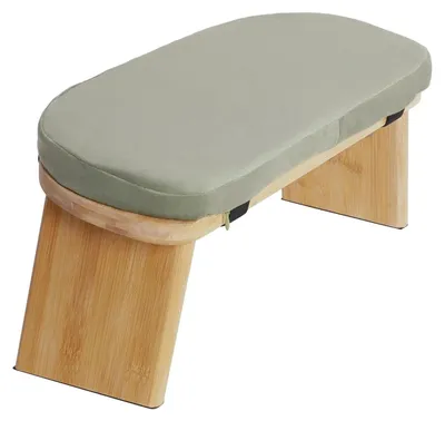 Produktbild von Meditationsbank - Klappbarer Kniehocker - Ergonomische 5° Neigung - Bambus mit gepolsterter Sitzfläche - 44x19x21 cm - 180 kg Tragkraft - Grün