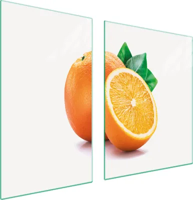 Produktbild von Herdabdeckplatten 2 teilig 100x52 Glaskeramikkochfeld Abdeckung Glas Schneidebrett Obst Orange