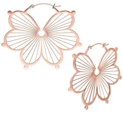 Produktbild von Wildcat Ohrringe - Flower Hoops Pairs - Roségold - Chirurgenstahl 316L - wasserfest, langlebig, hautverträglich, Roségold