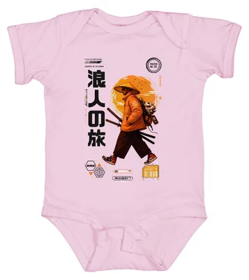 Obrázek produktu pro Cyberpunkový samurajský styl, městská móda, Japonsko, katana, démon, styl Y2K, dětská body, růžová barva, velikost 0/3
